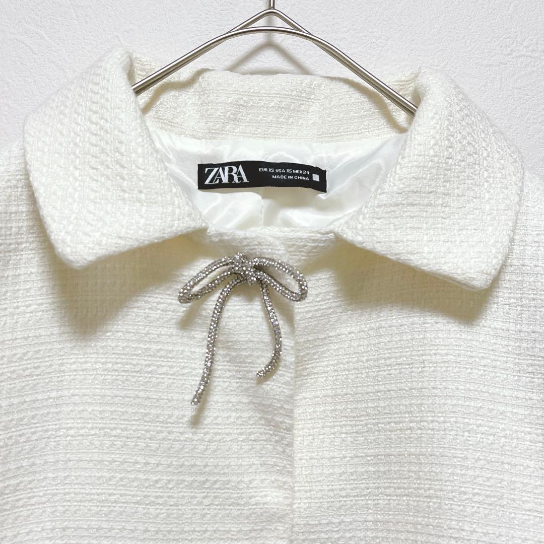 ZARA ザラ】装飾ボタン付きテクスチャードジャケット/美品/リボン