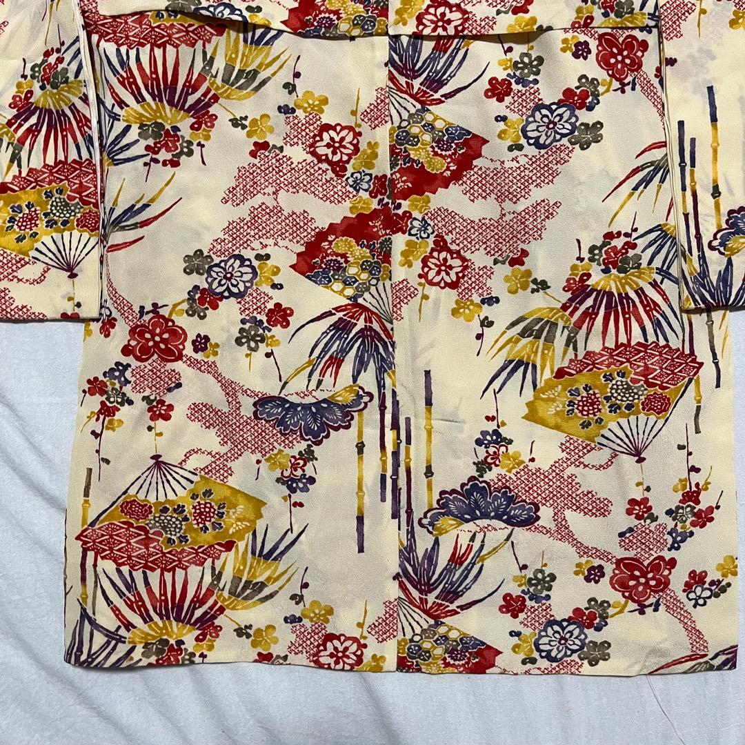 七五三　3歳　着物セット　アンティーク　被布　白　クリーム色