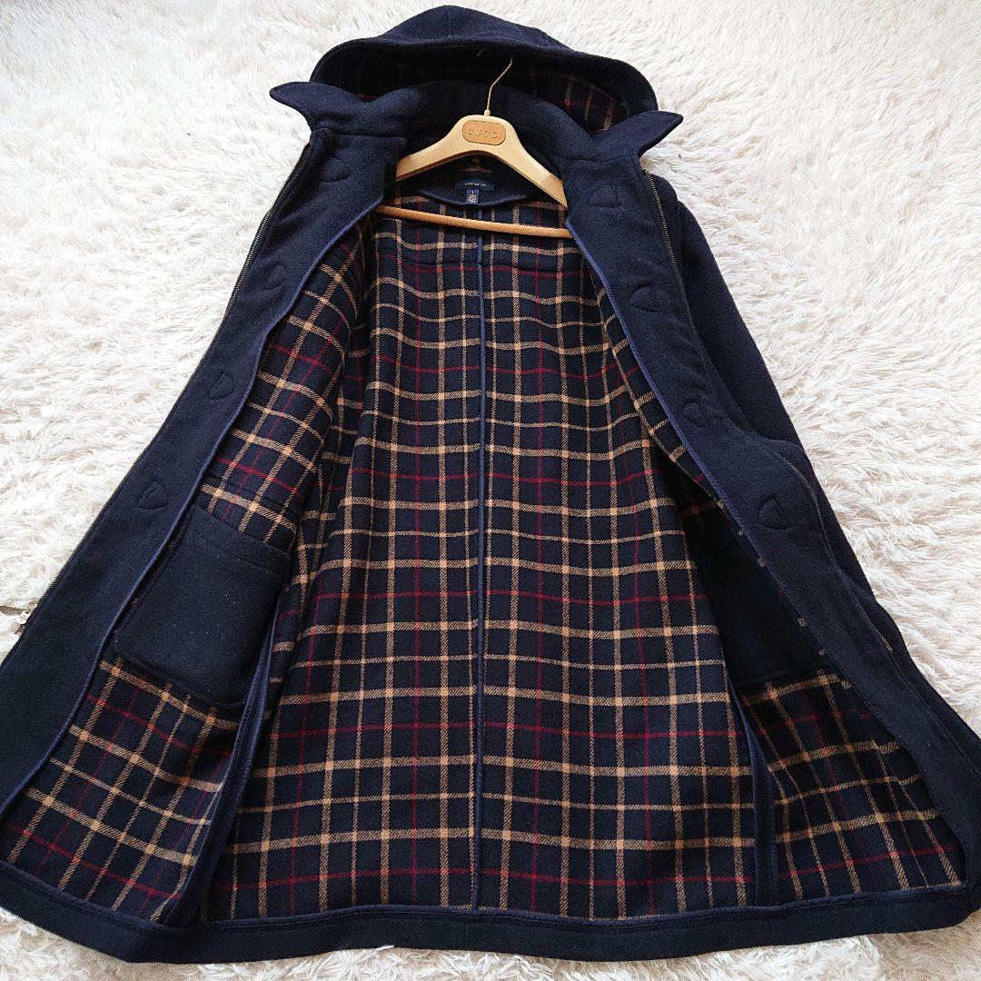 ブルックスブラザーズ ロング丈 ダッフルコート チェック柄 フード ファスナー