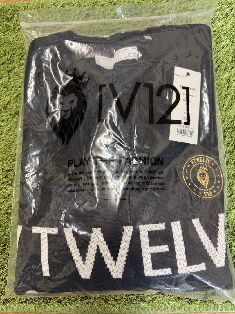 ¥28,600新品正規品【V12/XL裏地付きクルーネックニット長袖カットソー