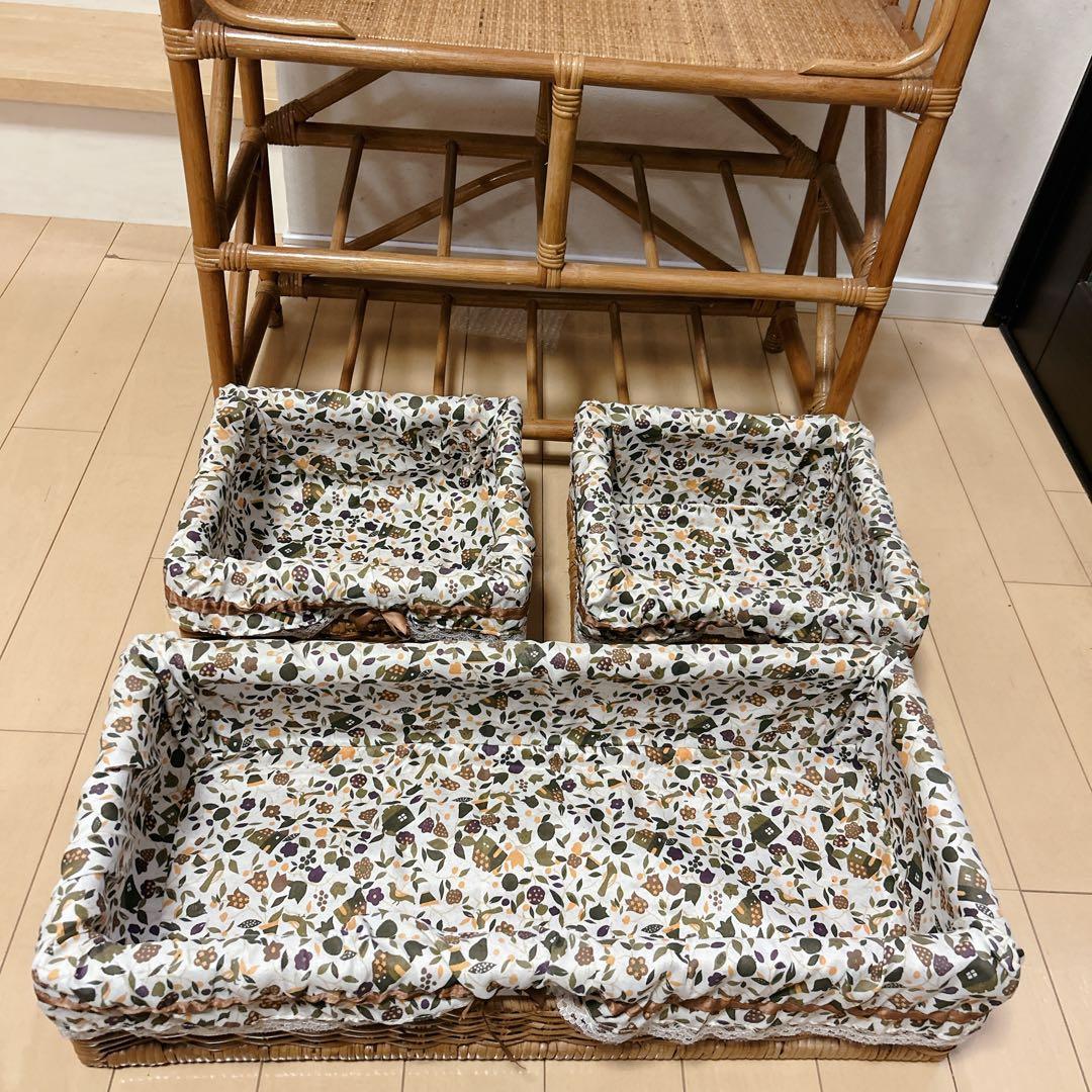 ラタン 籐家具 レトロ ハンガーラック 収納バスケット 鹿田産業