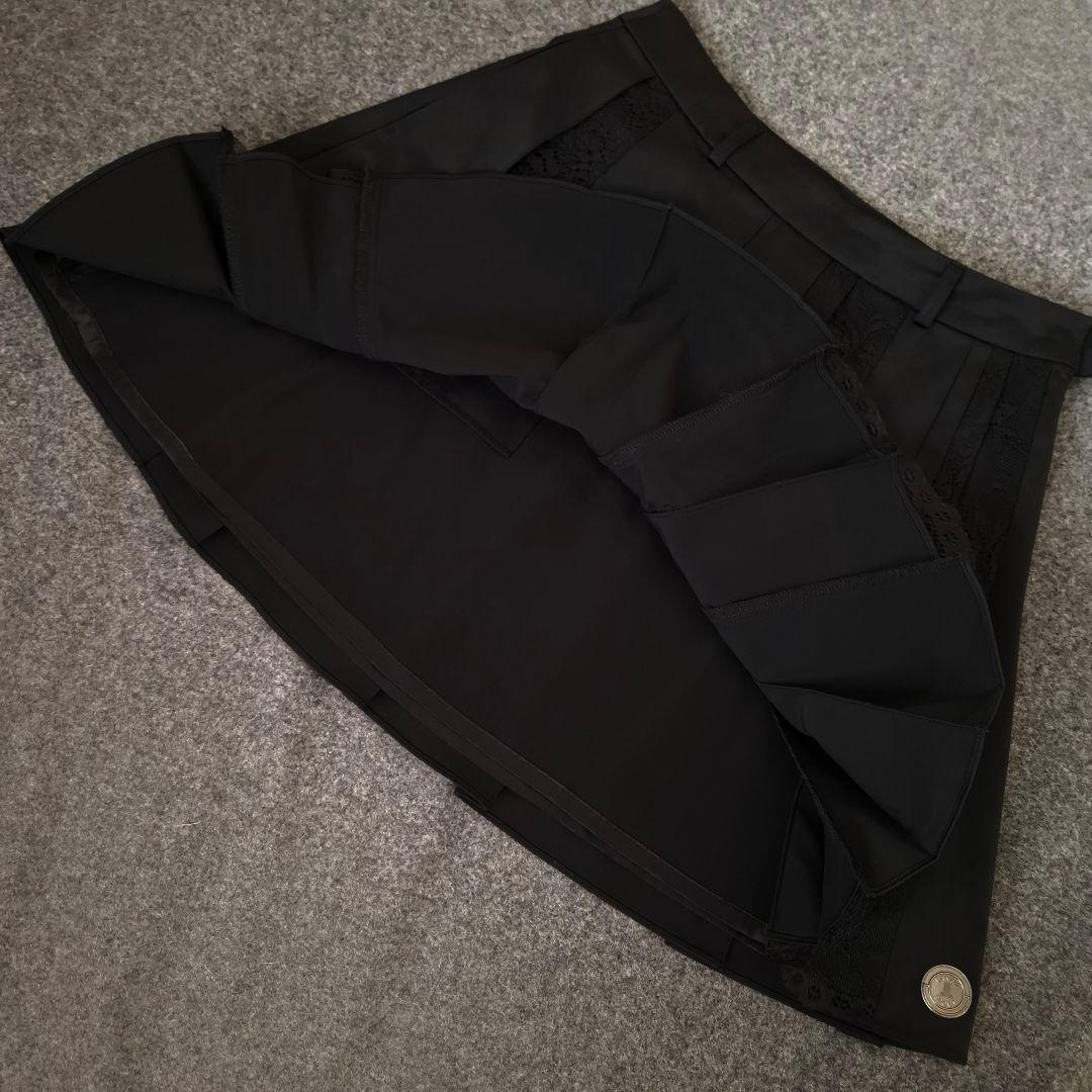 【ランバンスポール】2023年刻印ロゴ×花柄レースプリーツ ゴルフスカートS