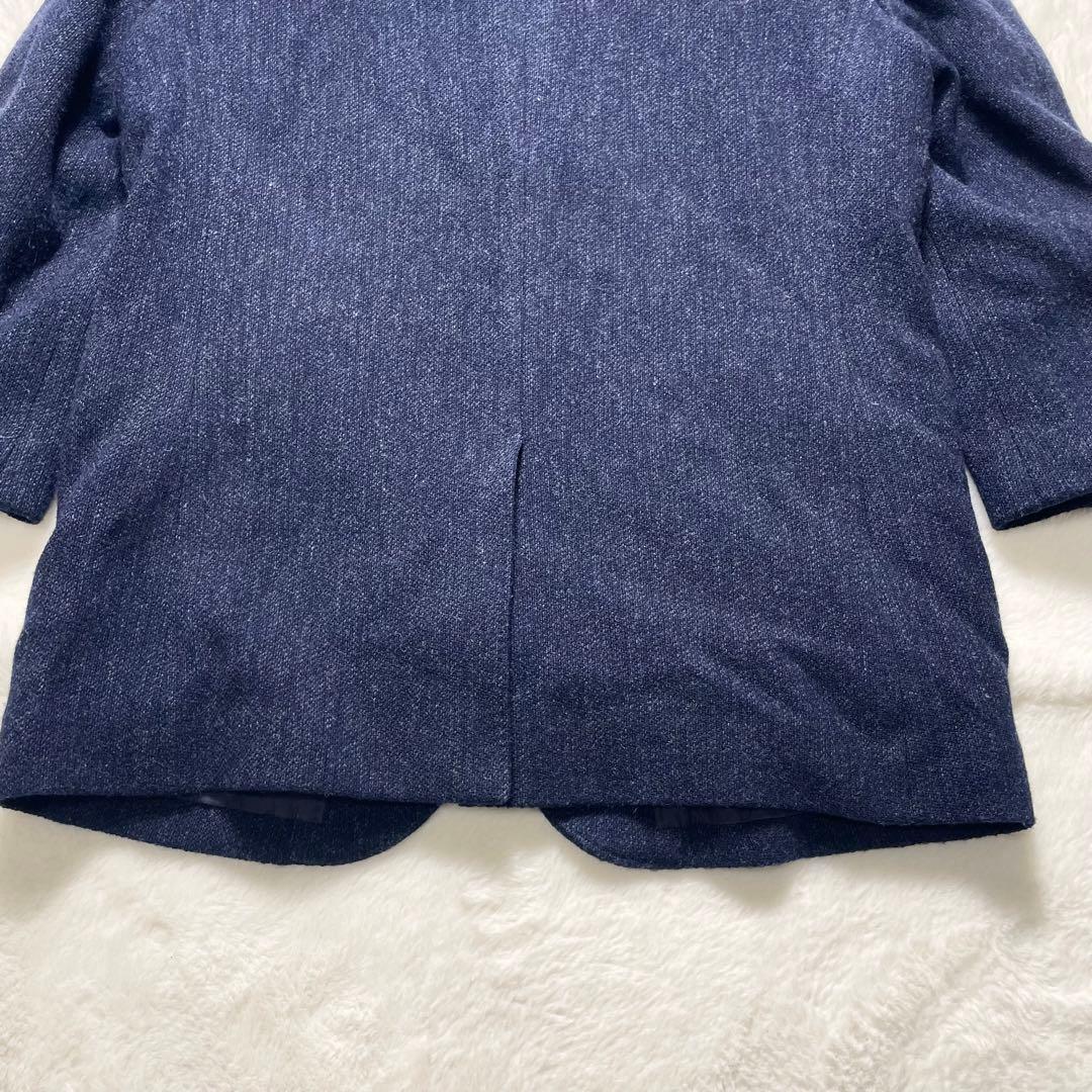 パパス Papas MOON ウール ツイードジャケット ネイビー Lサイズ