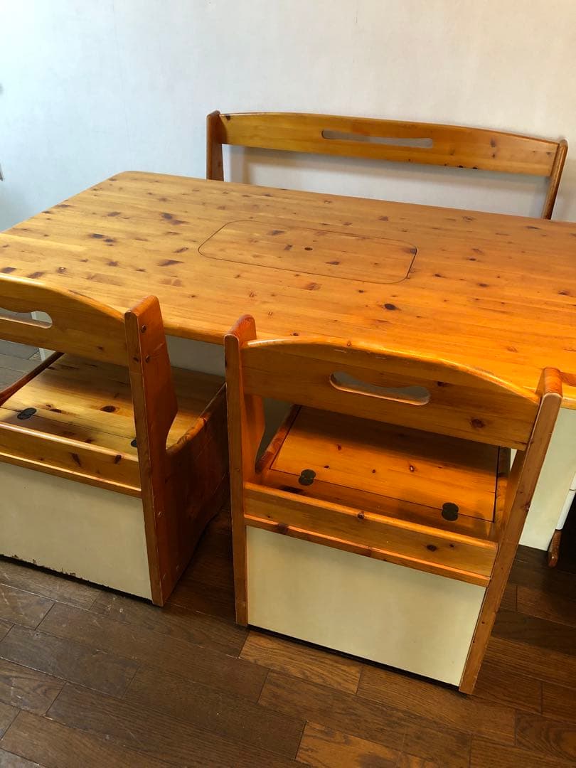 天然木　ひのき　収納多数　ダイニングセット　引き渡し希望　テーブル　椅子