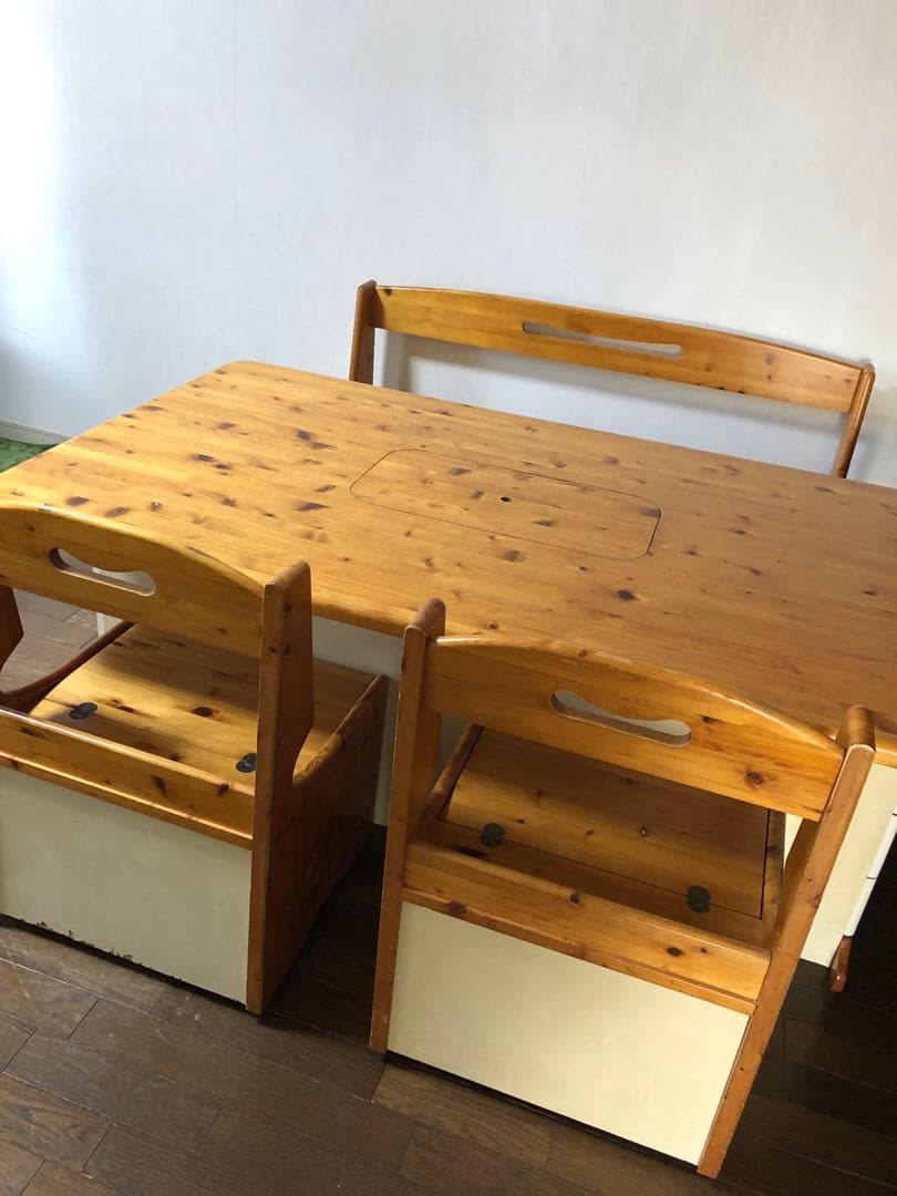 天然木　ひのき　収納多数　ダイニングセット　引き渡し希望　テーブル　椅子