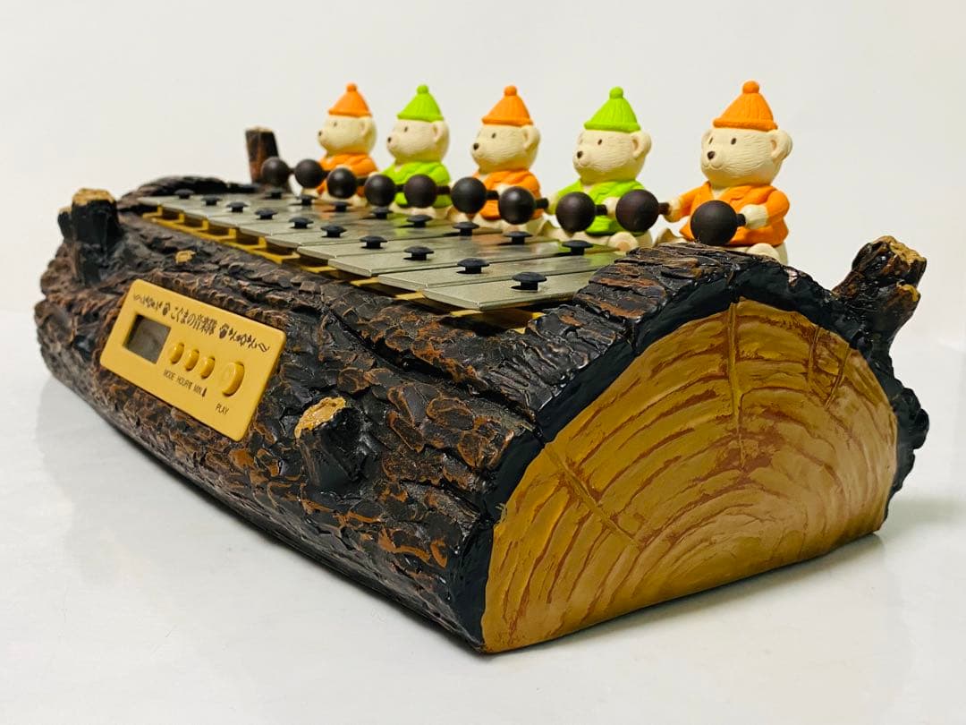 美品 】「こぐまの音楽隊」 からくり鉄琴オルゴール & 目覚まし置時計