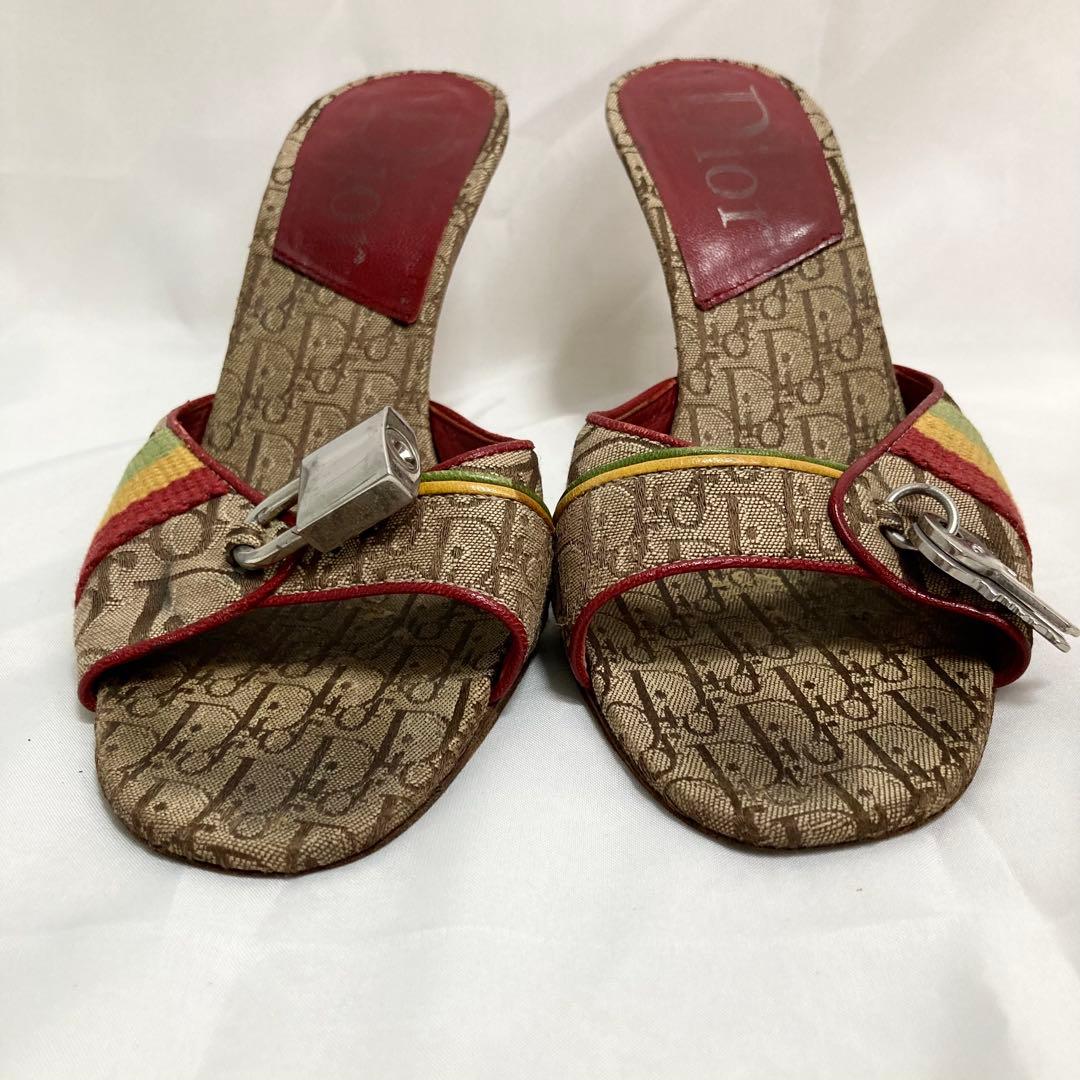 希少 ディオール ミュール サンダル トロッター カデナ 南京錠 23cm 金具