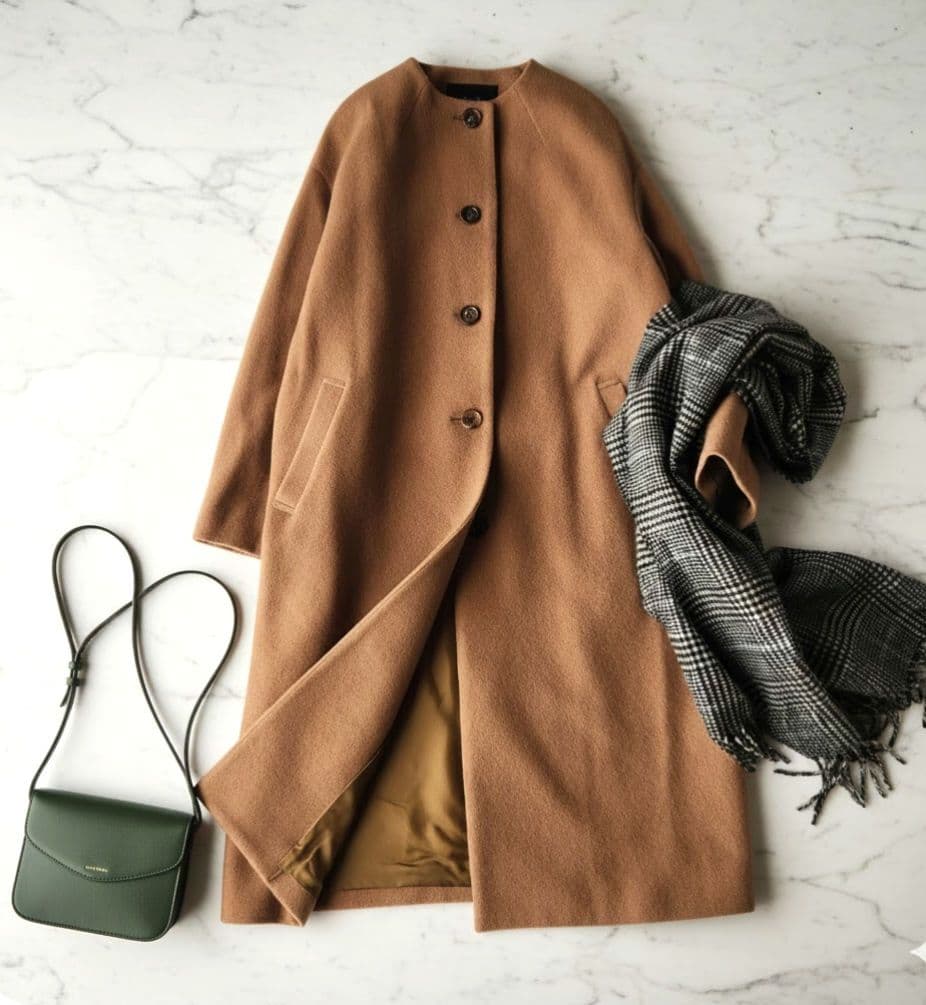 新品タグ付き　アルアバイル　ノーカラーエアリーコート　コクーン　ウールコート