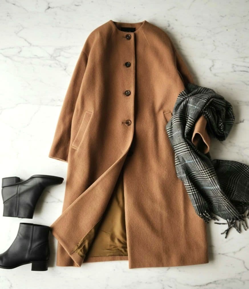 新品タグ付き　アルアバイル　ノーカラーエアリーコート　コクーン　ウールコート