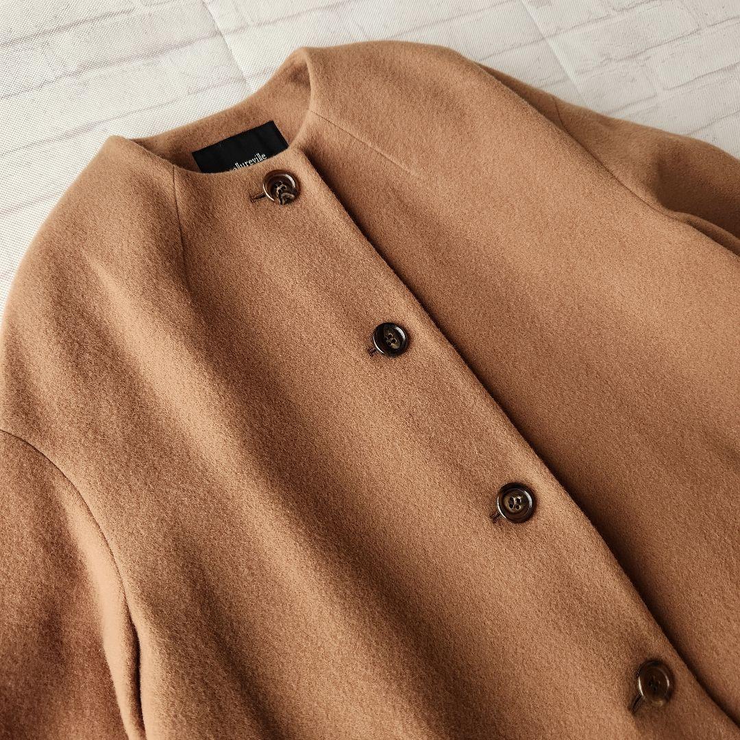 新品タグ付き　アルアバイル　ノーカラーエアリーコート　コクーン　ウールコート