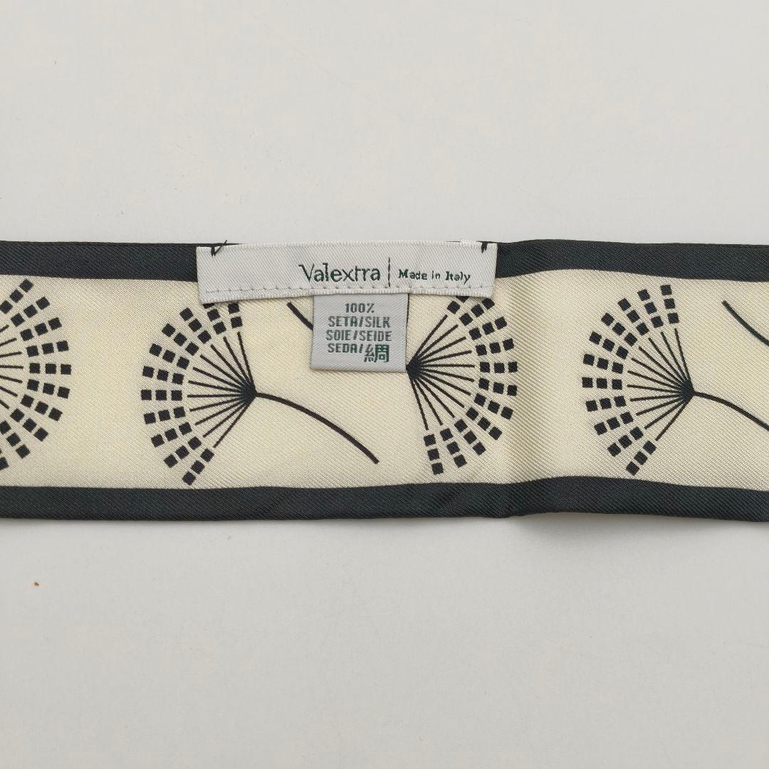 美品】 ヴァレクストラ Valextra フラワー シルク バンド モノクロ