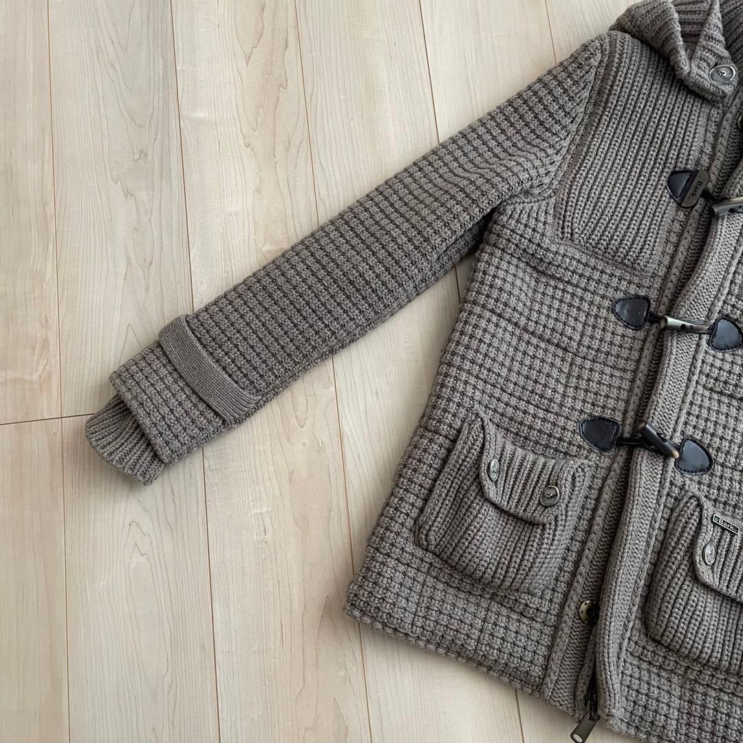 ニットダッフルコート フード付 ストームストラップ付 グレー bark