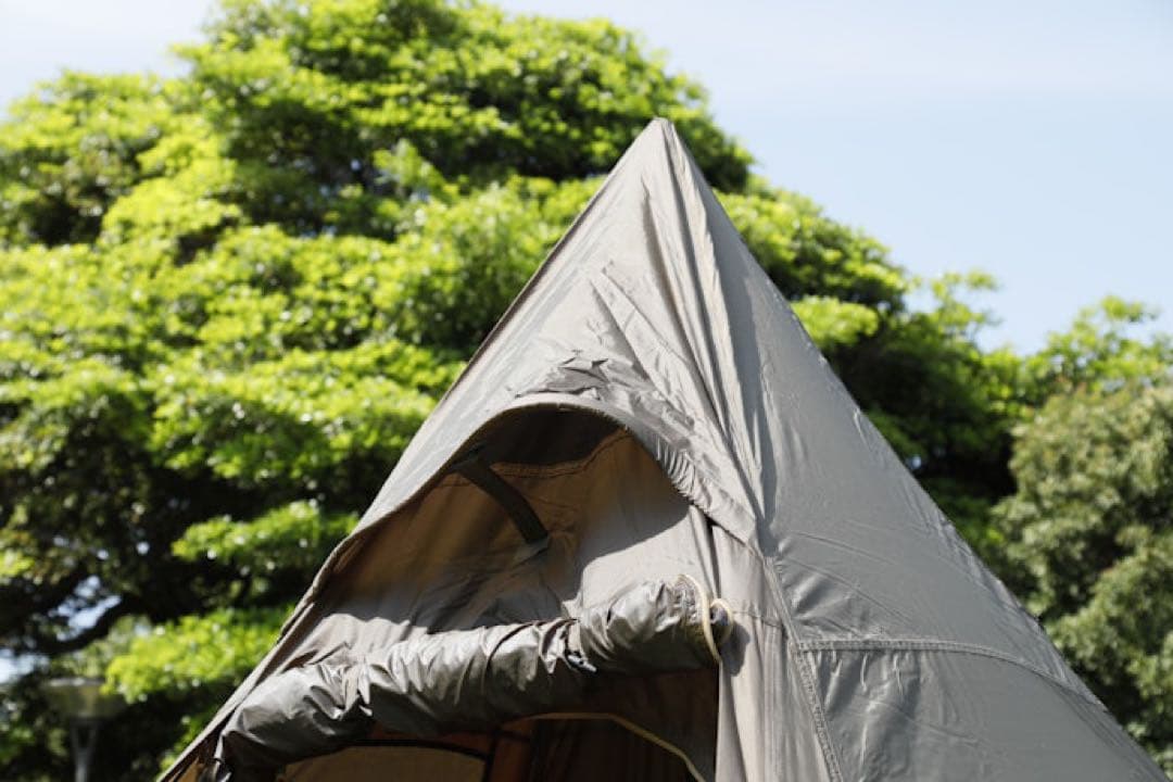 【美品】ティピー型カーキキャンプテント