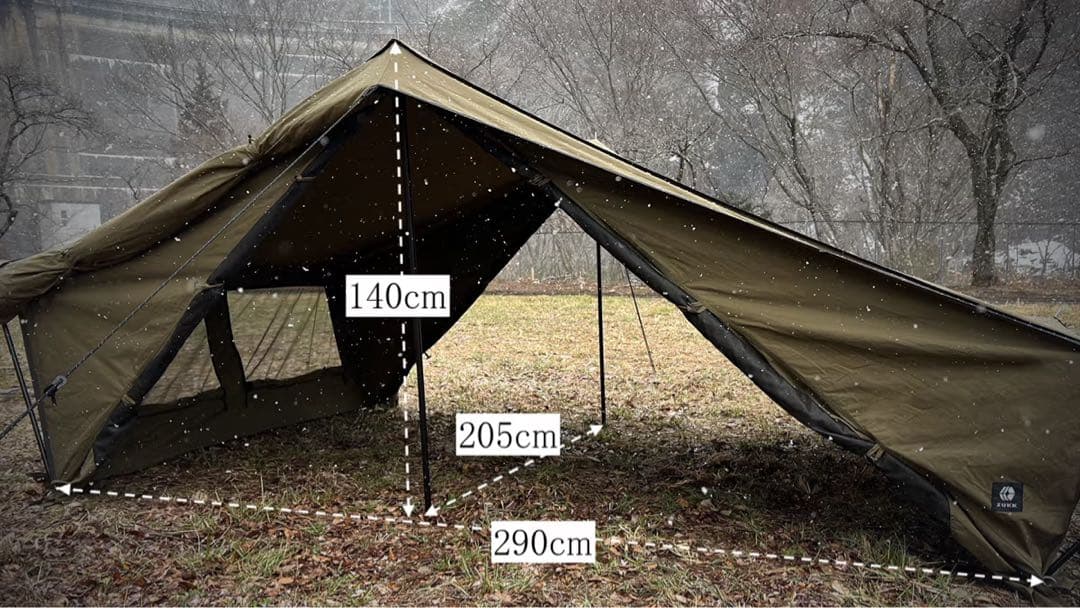 ZUKKアーミーテント TC 軍幕 オランダ軍 薪ストーブ 煙突穴 ブラック
