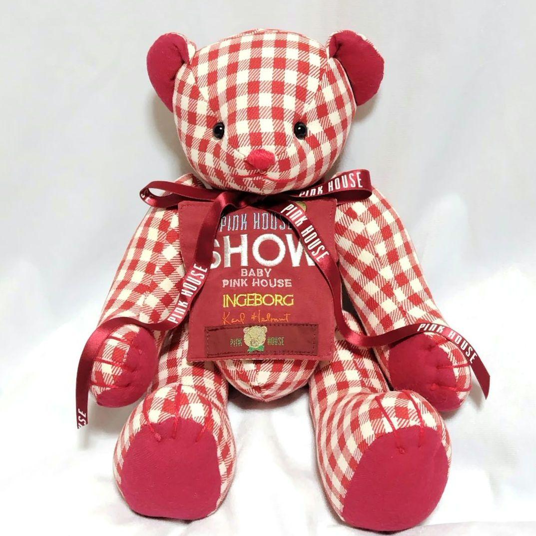 ピンクハウス 赤色 チェック くま ぬいぐるみ テディベア クマ