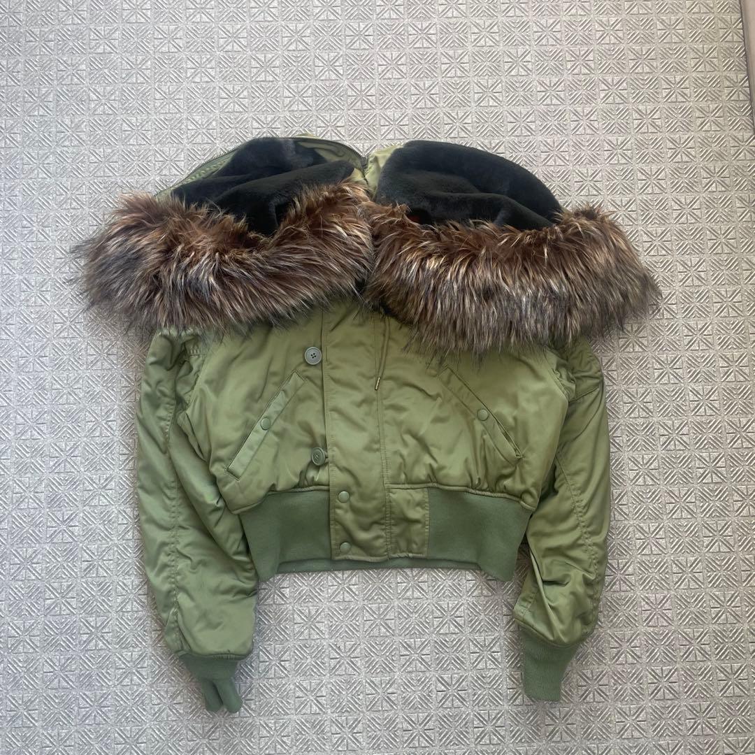 Y2K N2B 短丈 フライト ボンバー ジャケットCargo ファーフード62