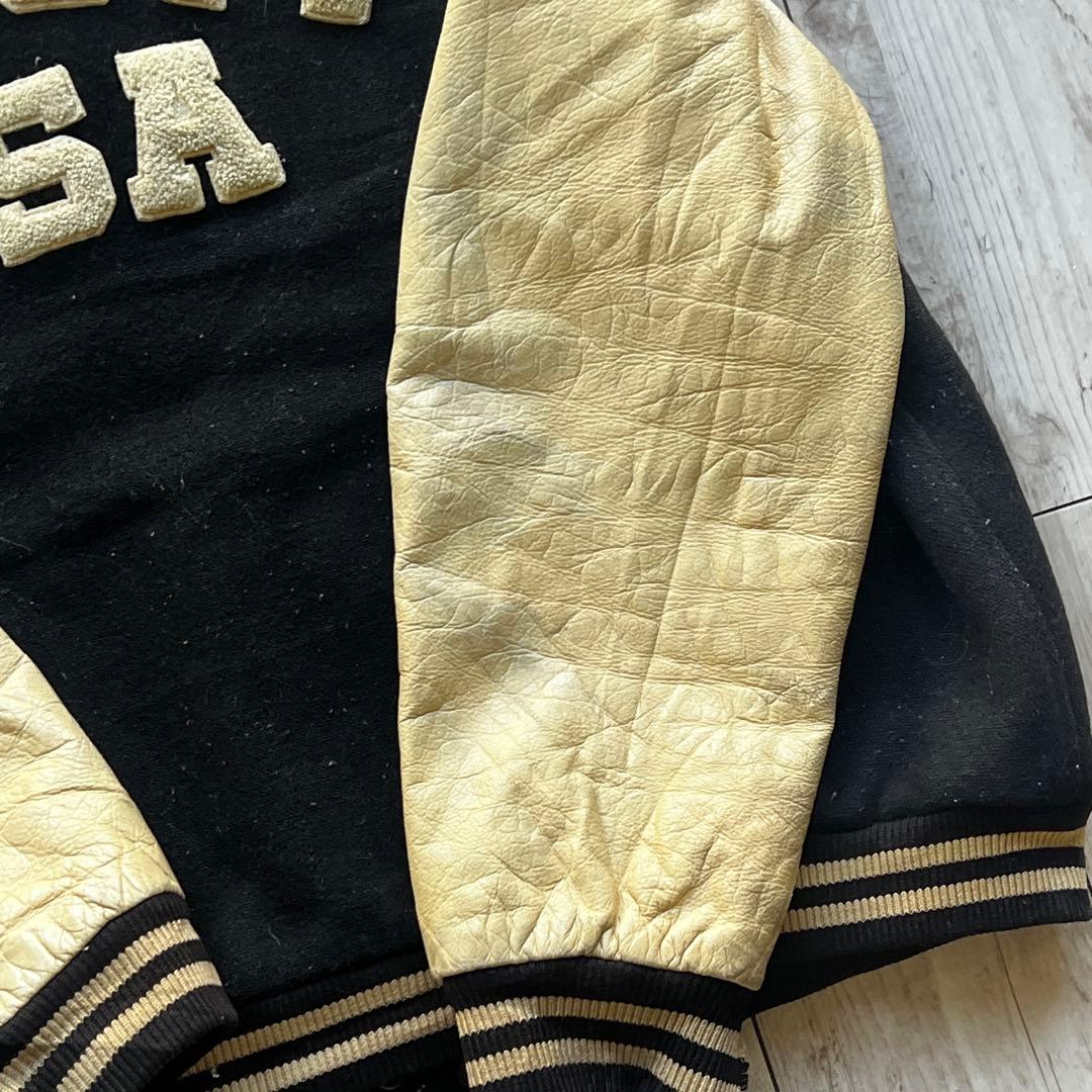 80s~ schott 袖革ウール スタジャン XXL