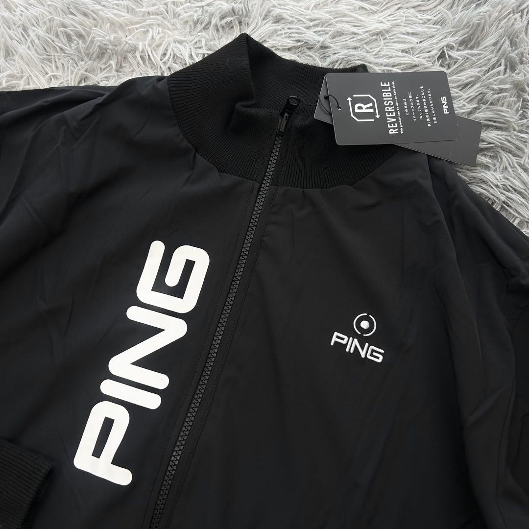 新品　PING ピン　ジャケット　ブルゾン　リバーシブル　ニット　ブラック　LL