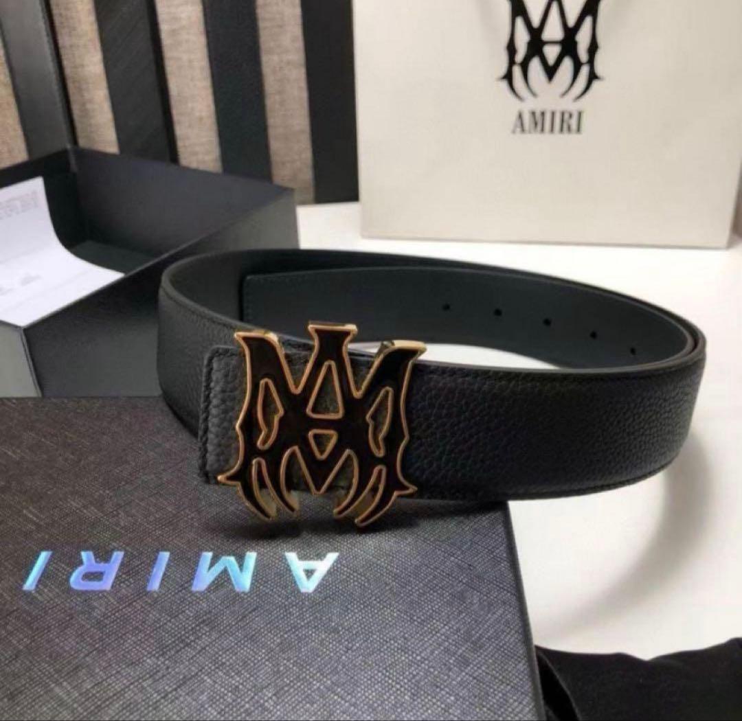 最安値‼️AMIRI ベルト 黒金 - メルカリ