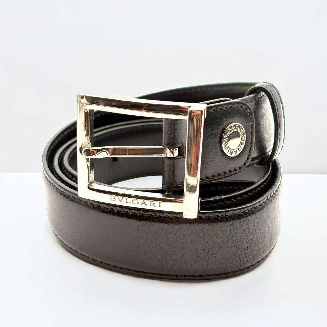 BVLGARI ブルガリ ベルト レザー ブラック メンズ ビジネス イタリア製