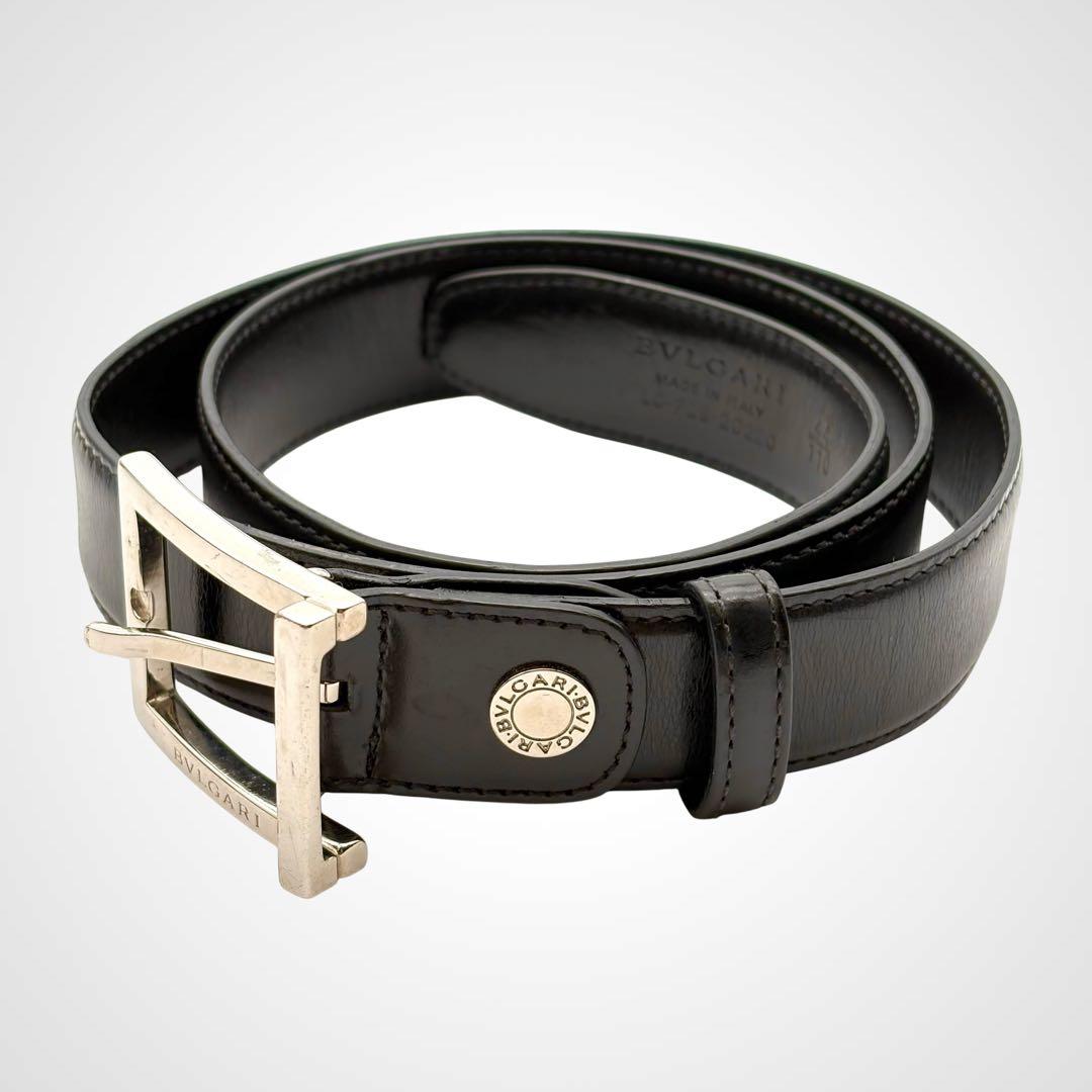BVLGARI ブルガリ ベルト レザー ブラック メンズ ビジネス イタリア製