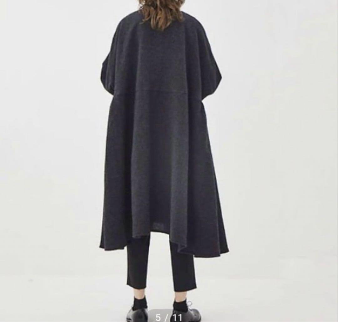 新品タグ付 ミズイロインド ノーカラーギャザーワイドコート