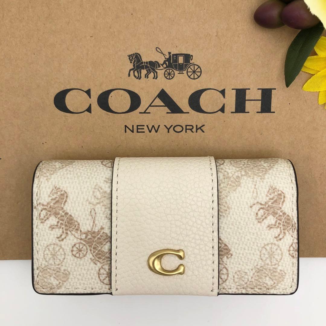 COACH 大人気！！ 6リング キーケース ホース キャリッジ チョーク 新品