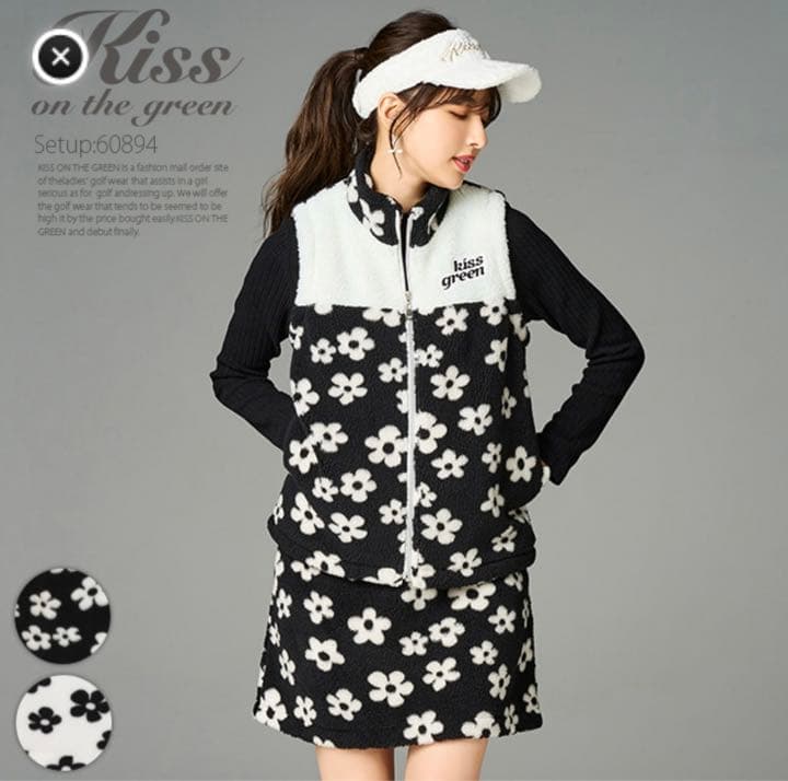 Kiss on the green セットアップ サイドライン 赤 スウェット ゴルフ