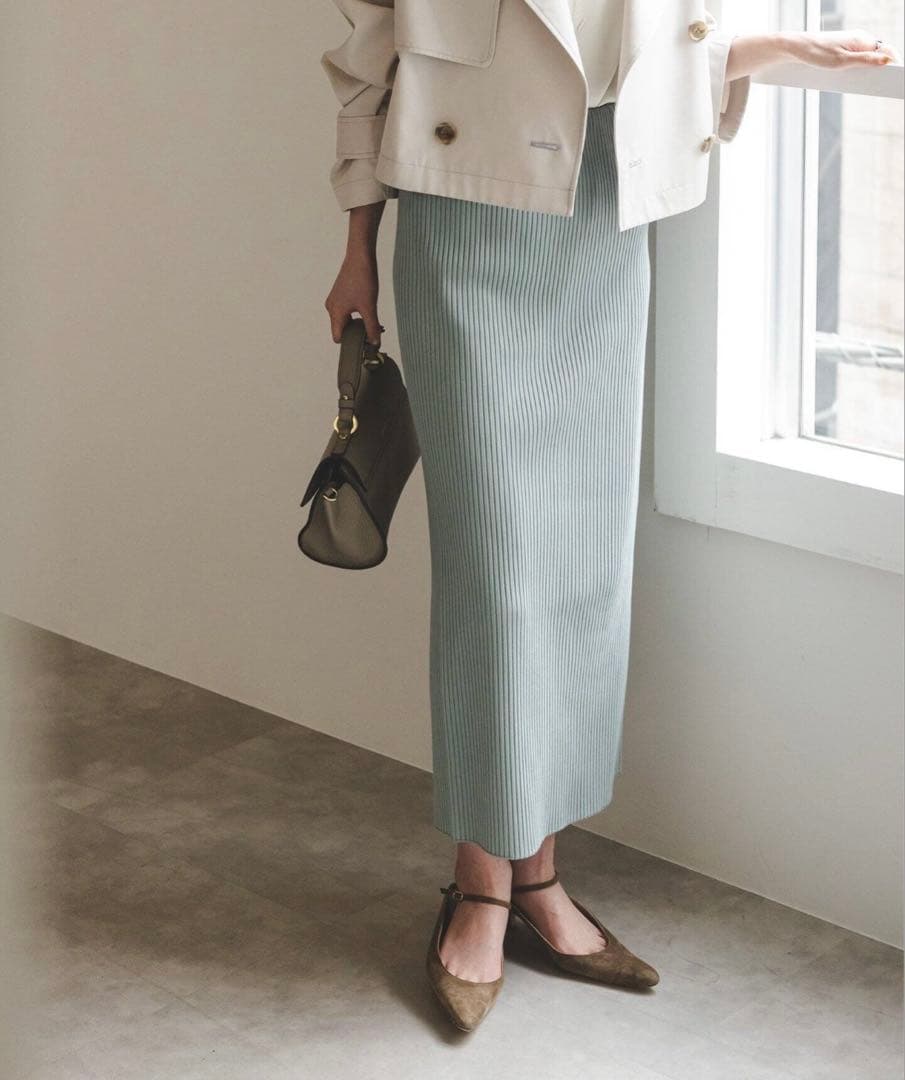 チェリー(新品未使用タグ付)NobleトタンテレコタイトスカートグリーンB