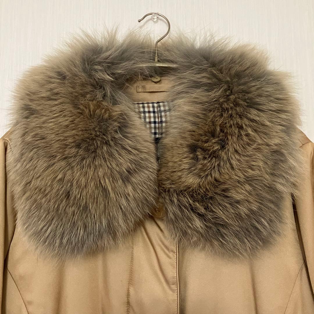 メ*ン様 大きい超美品★Aquascutum フォックスファー付きダウンロングコ