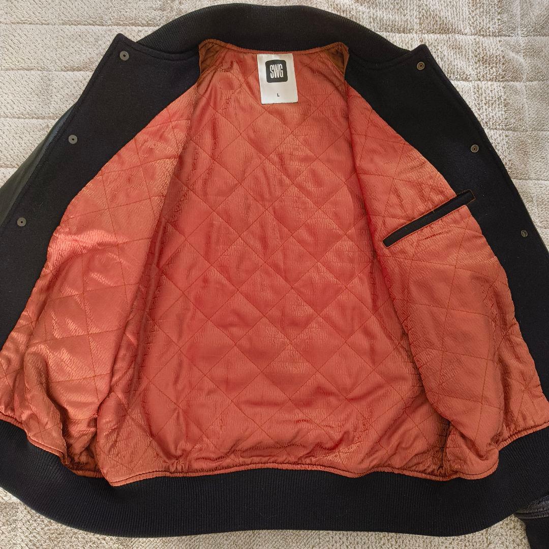 SWAGGER スタジャン レザー 切替 裏地キルティング