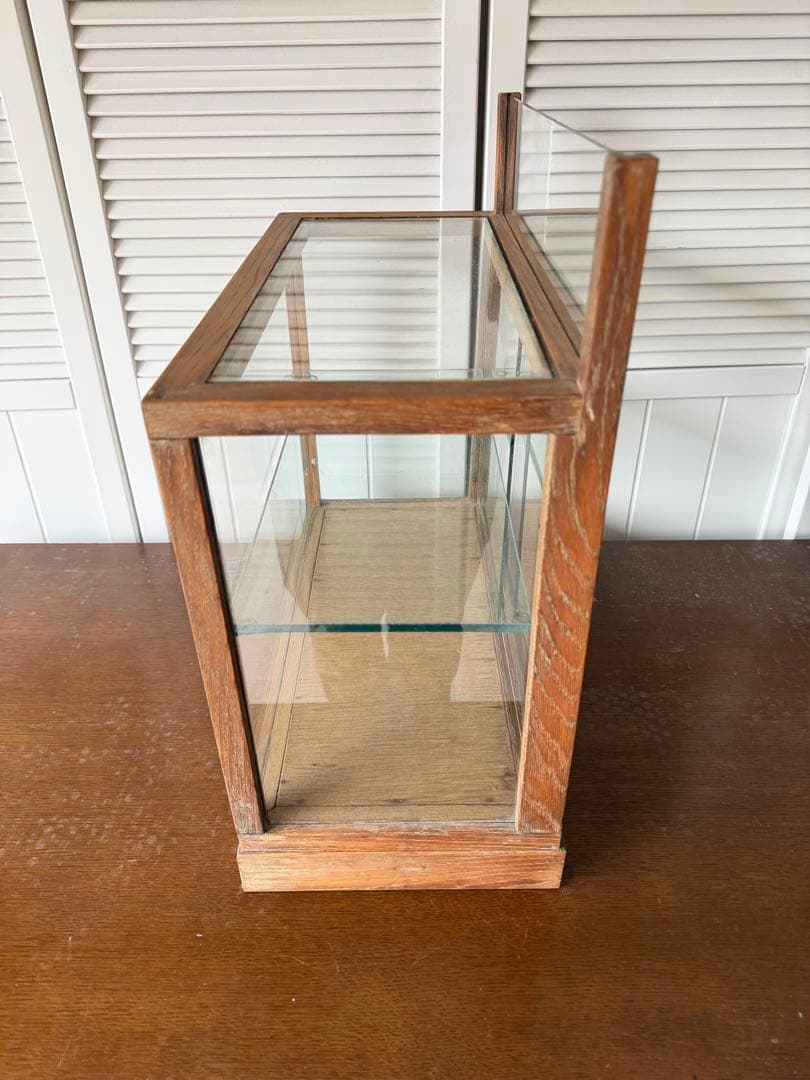 アンティーク 木枠のガラスケース 2段4面ガラスショーケース 古道具 什器