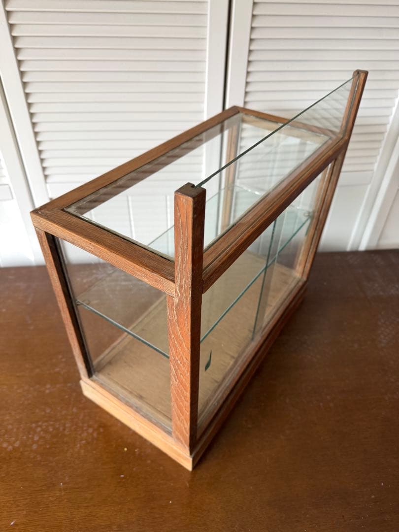 アンティーク 木枠のガラスケース 2段4面ガラスショーケース 古道具 什器