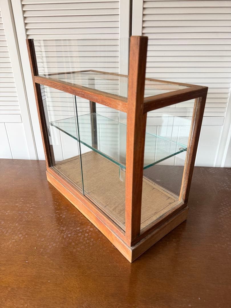 アンティーク 木枠のガラスケース 2段4面ガラスショーケース 古道具 什器