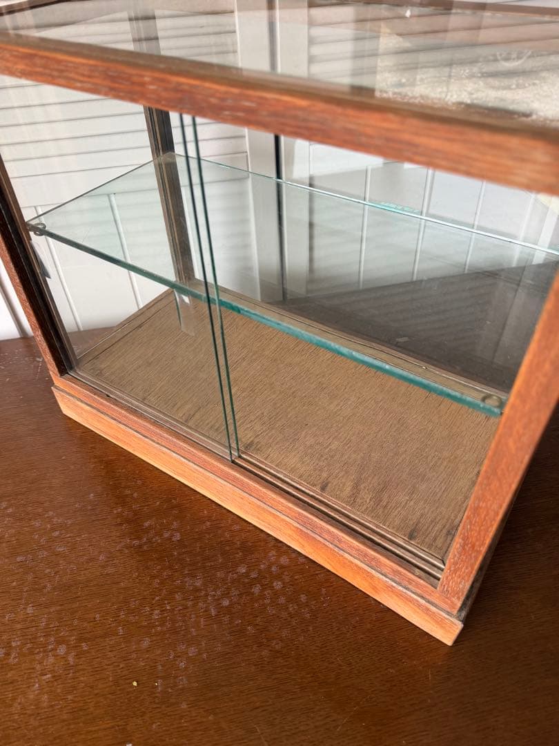 アンティーク 木枠のガラスケース 2段4面ガラスショーケース 古道具 什器