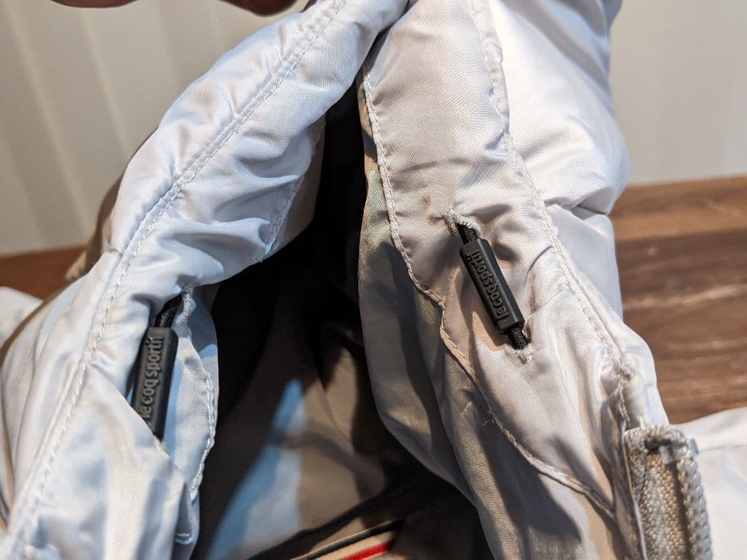 ルコック　異素材　切替　ダウンジャケット　フード　パーカー　ゴルフ　デサント　L