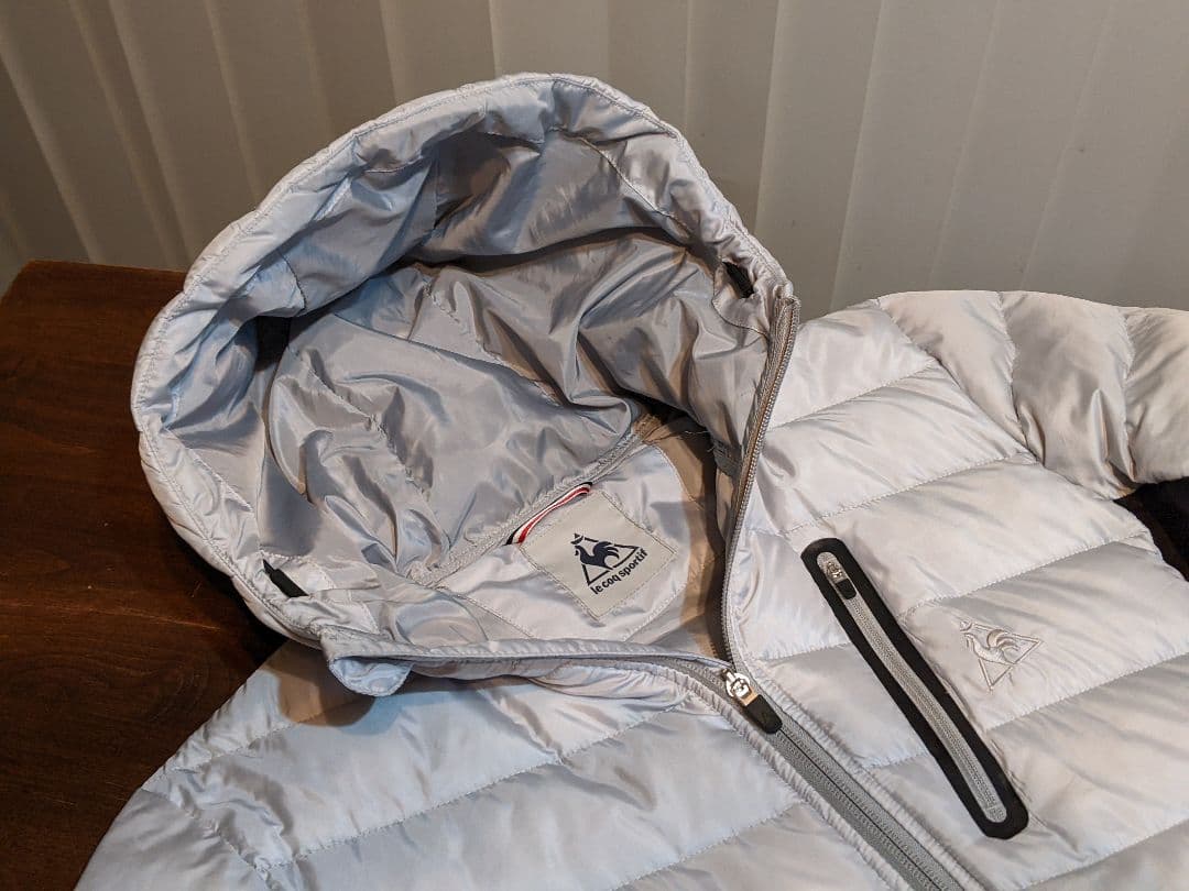 ルコック　異素材　切替　ダウンジャケット　フード　パーカー　ゴルフ　デサント　L