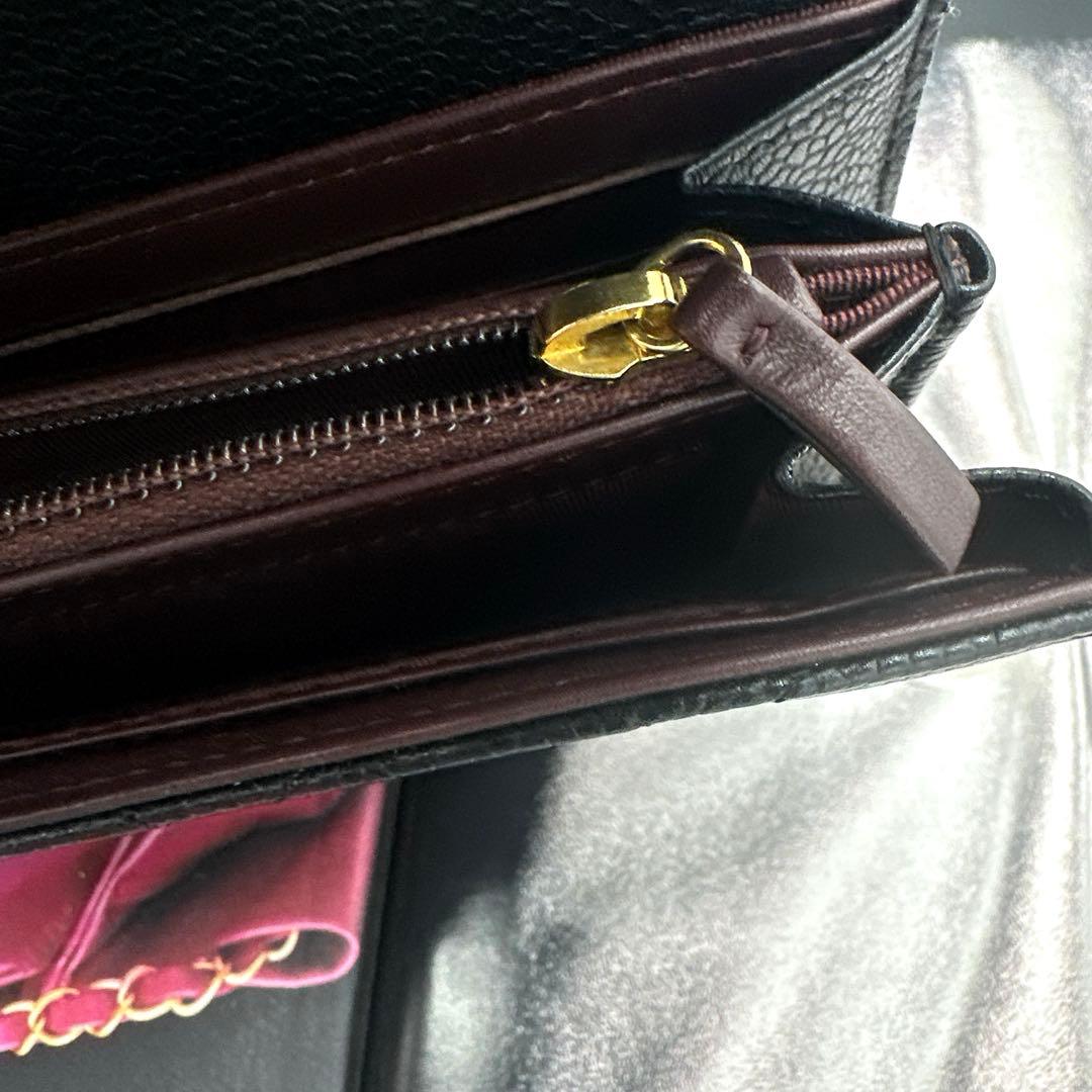 シャネル　CHANEL マトラッセ　キャビアスキン　フラップ　長財布