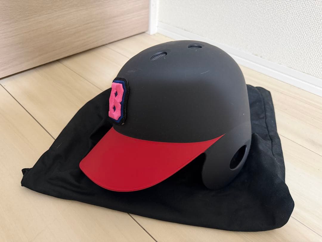 ミズノ バッター用ヘルメット M 黒/赤