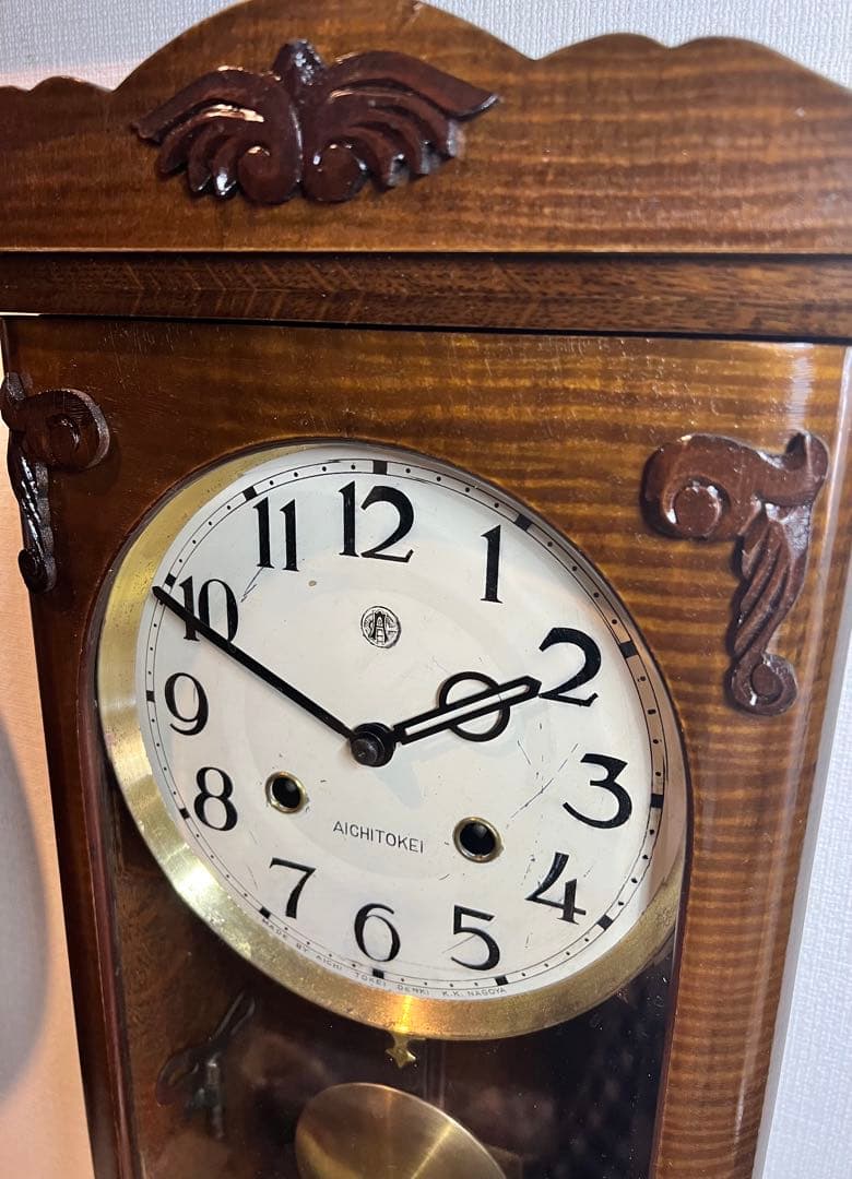 愛知AICHI時計振り子時計ゼンマイ掛け時計柱時計ボンボン時計古時計