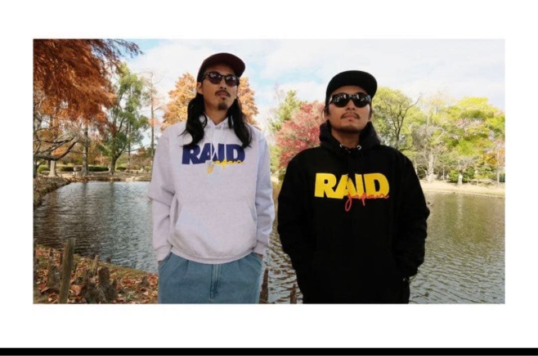 新品RAID JAPAN バス釣り BOX LOGO パーカーASH 金森隆志 RAID JAPAN