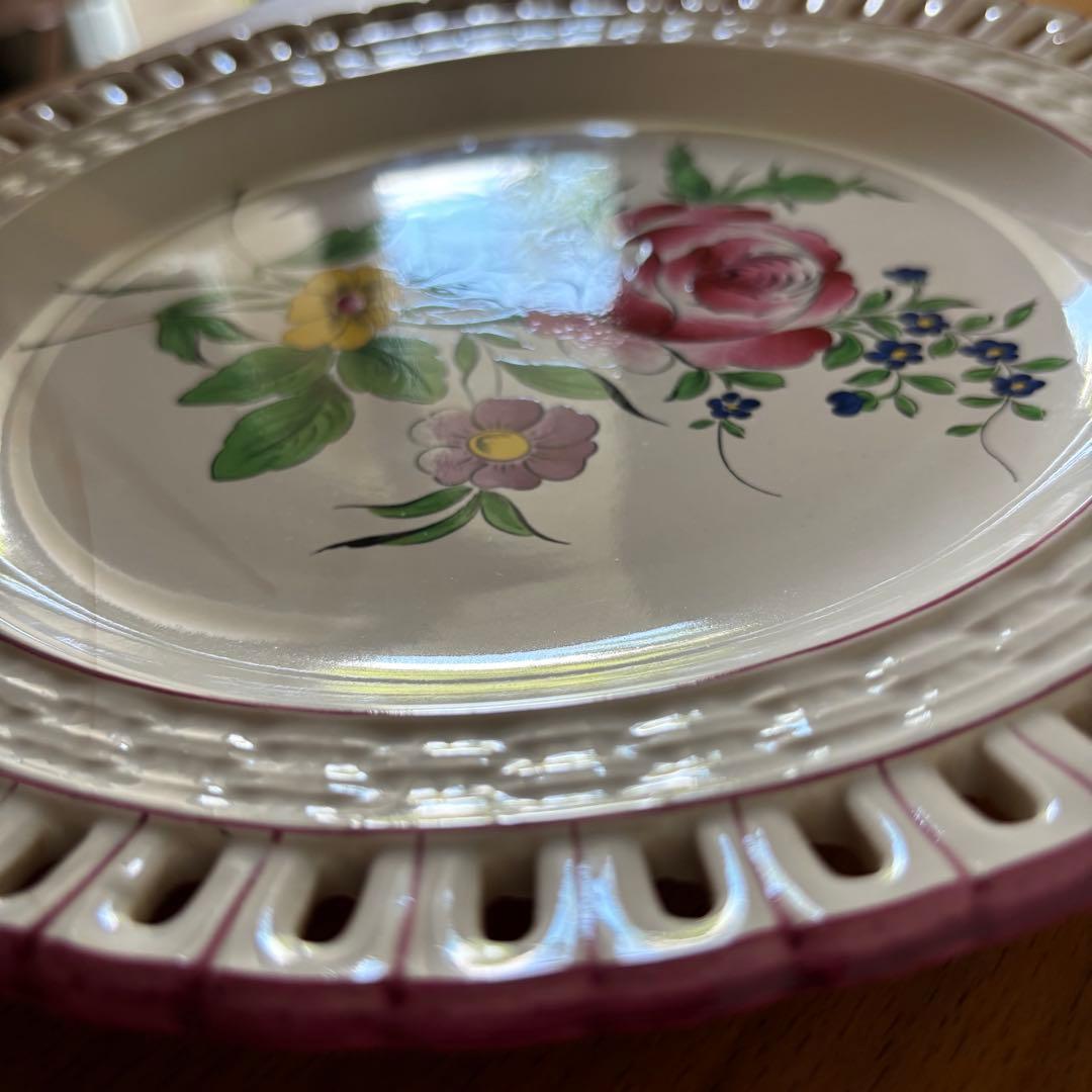 ②リュネヴィル ディナープレート パニエ皿 薔薇 バラ 縁レース