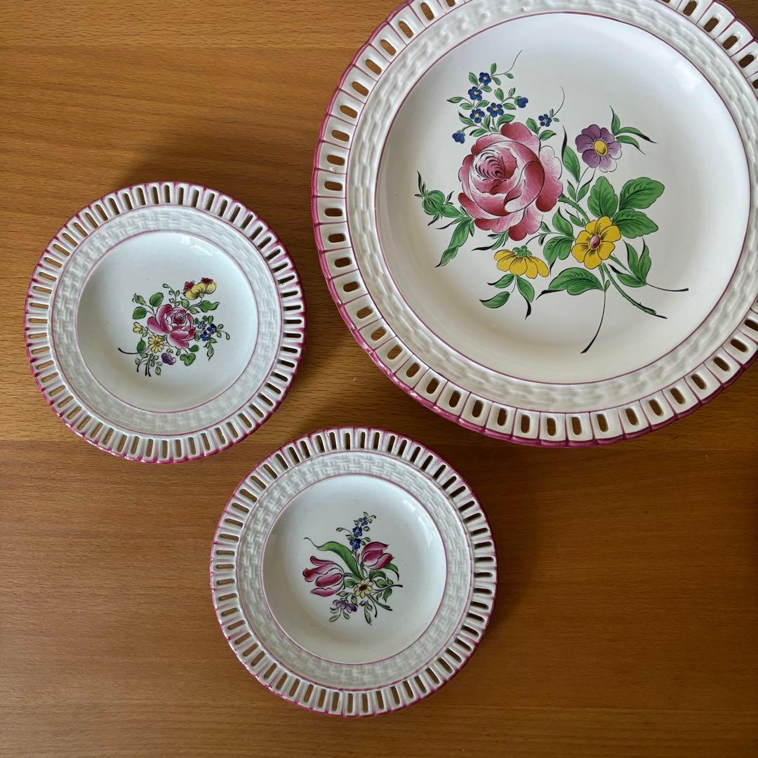 ②リュネヴィル ディナープレート パニエ皿 薔薇 バラ 縁レース