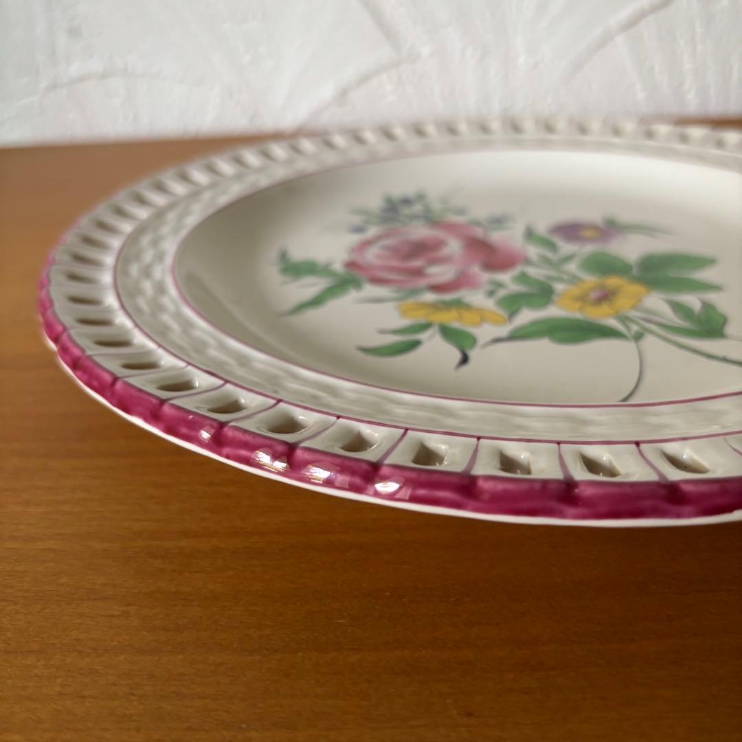 ②リュネヴィル ディナープレート パニエ皿 薔薇 バラ 縁レース