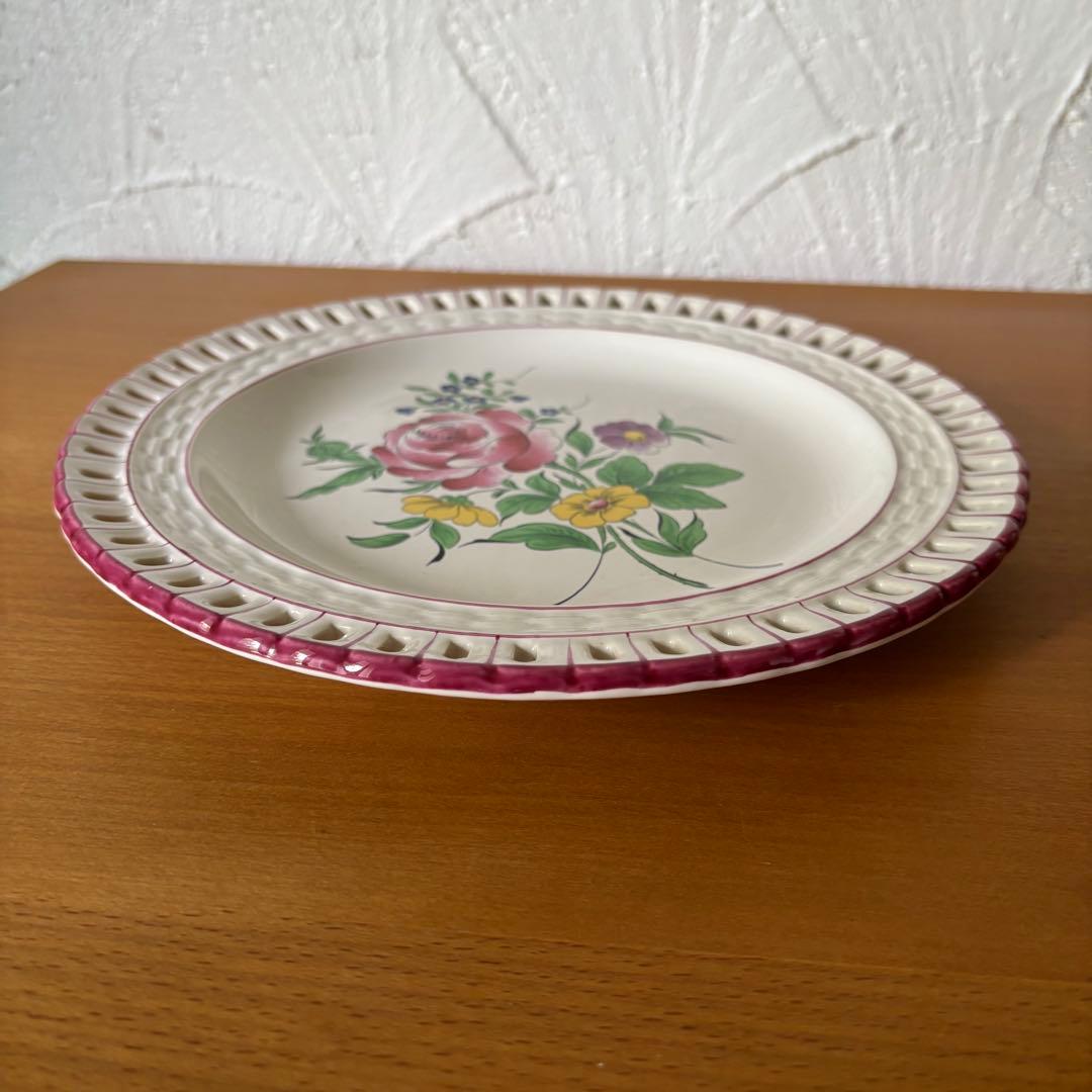 ②リュネヴィル ディナープレート パニエ皿 薔薇 バラ 縁レース