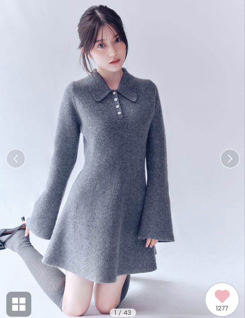 USAGI ONLINE限定】フレアミニニットワンピース