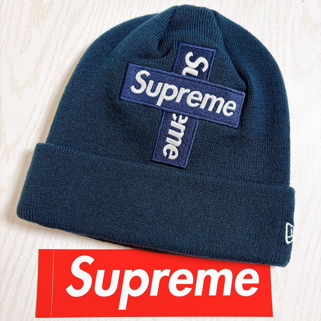 Supreme NEW ERA ニット帽　クロスBOXロゴ　ネイビー　紺