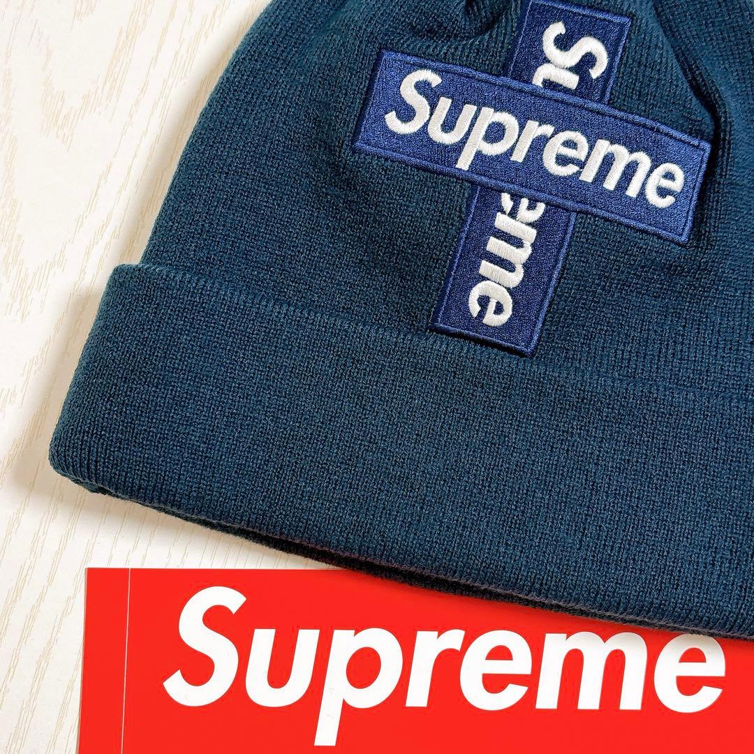 Supreme NEW ERA ニット帽　クロスBOXロゴ　ネイビー　紺