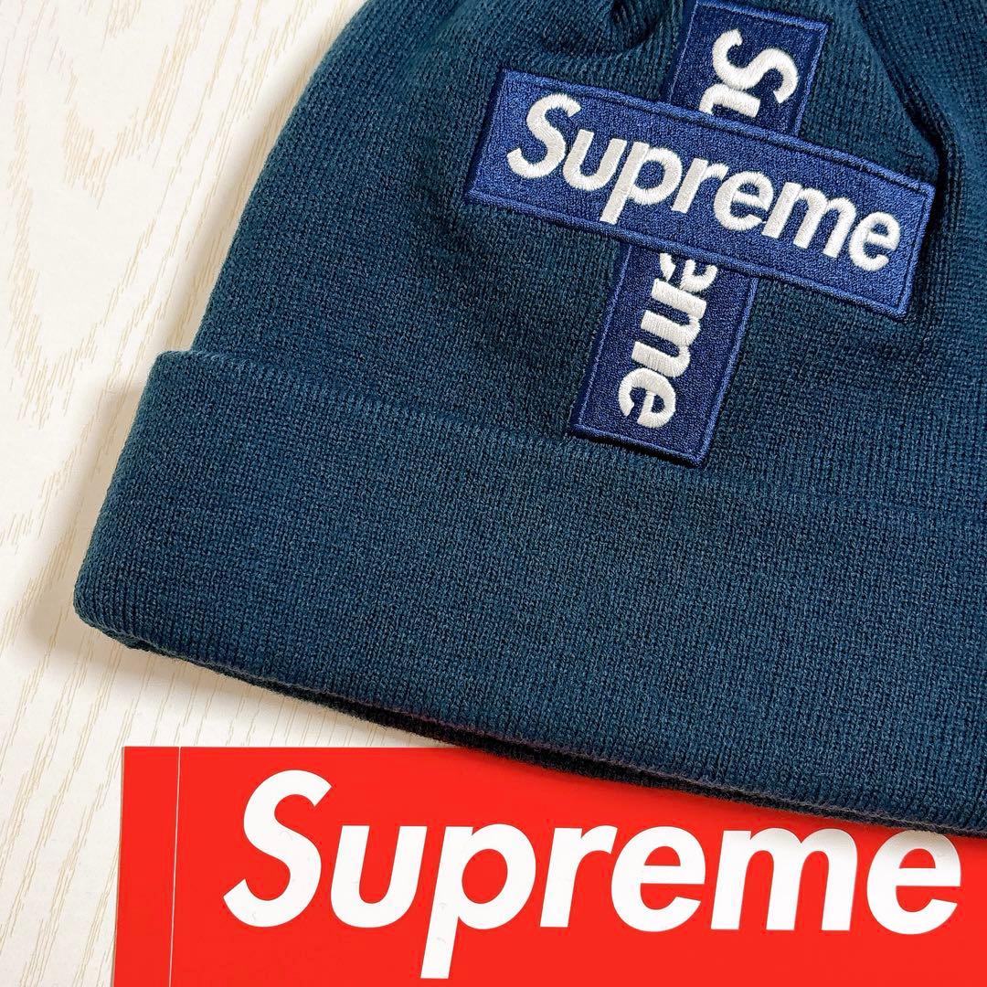 Supreme NEW ERA ニット帽　クロスBOXロゴ　ネイビー　紺