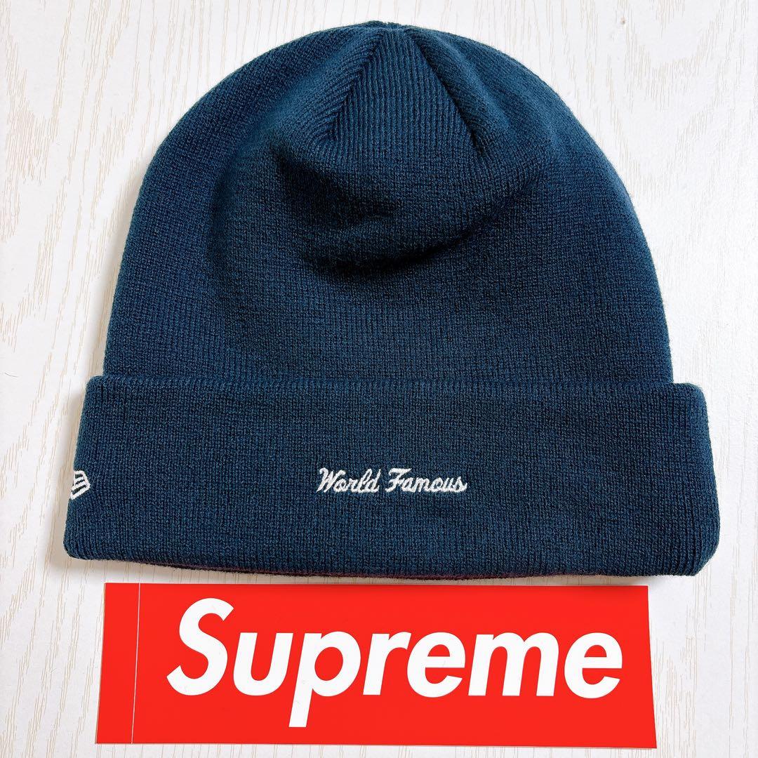 Supreme NEW ERA ニット帽　クロスBOXロゴ　ネイビー　紺